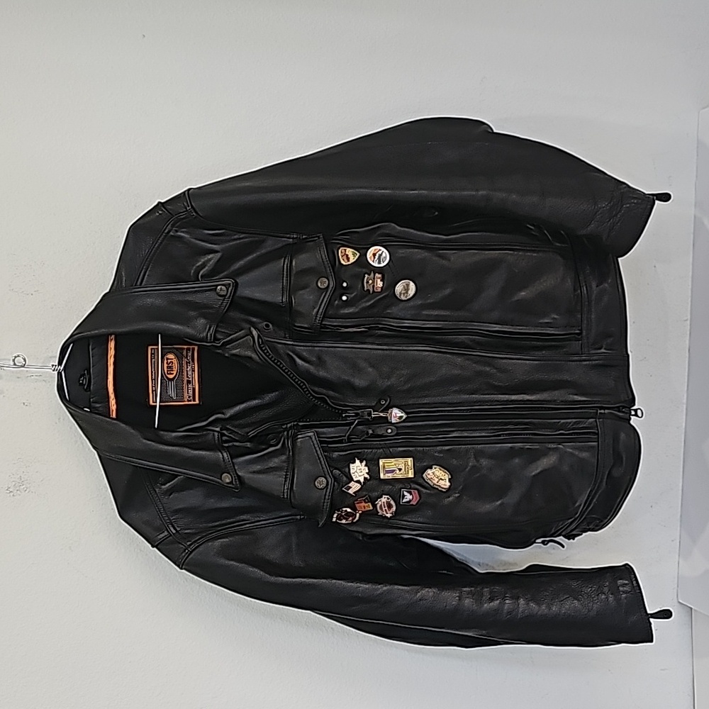 First Classics Black Leather Gear Men's Motorcycle Biker Jacket Size XL